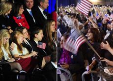 Ambiances contrastées entre les supporters de Mitt Romney et de Barack Obama. [Michael Ivins / Shawn Thew - Keystone]