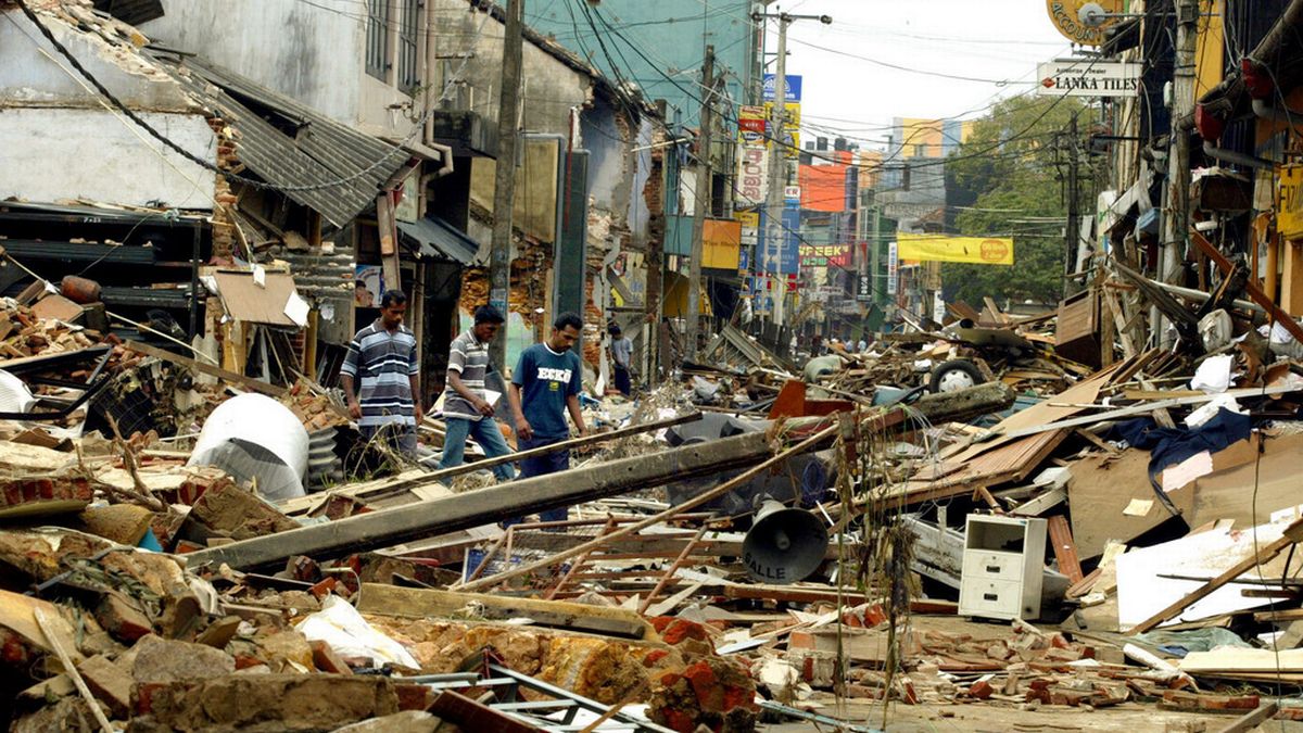 Le chaos dans une rue de Galle, au sud du Sri Lanka.