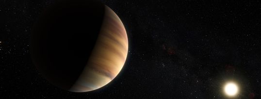 Vue d'artiste de l'exoplanète 51 Pegasi b, la première planète hors système solaire a avoir été découverte. [M. Kornmesser/Nick Risinger/EUROPEAN SOUTHERN OBSERVATORY - AFP]