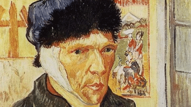 Détail du tableau de Van Gogh "Autoportrait à l'oreille coupée", 1889. [christoff.unblog.ch]