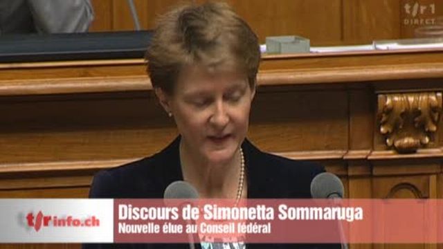 Le discours de Simonetta Sommaruga, élue au Conseil fédéral