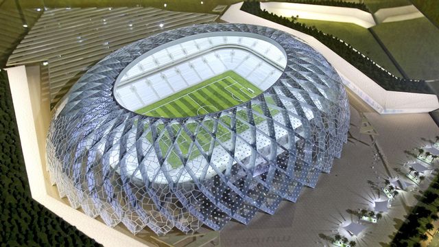Maquette du stade Al-Wakrah, Doha. [Fadi Al-Assaad - Reuters]