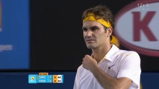 Tennis / Open d'Australie: Gilles Simon (FRA) - Roger Federer (SUI. Le Français égalise de haute lutte à 2 sets partout