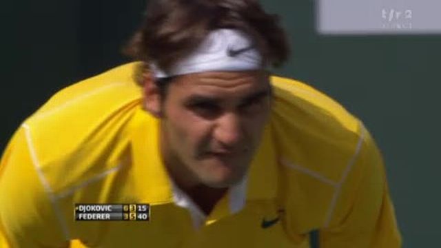 Tennis / 1/2 finale d'Indian Wells: Federer - Djokovic: La 2ème manche pour le Suisse 6-3 qui a haussé son niveau de jeu et prouvé à Djokovic que tout se jouerait dans le 3e set