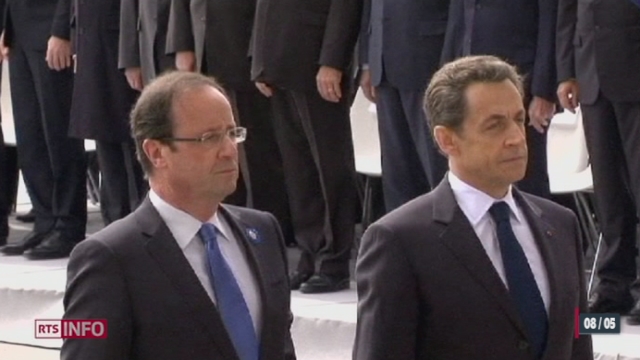 France: Nicolas Sarkozy et François Hollande étaient réunis mardi pour la commémoration de la fin de la Seconde Guerre mondiale