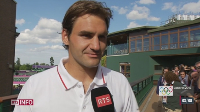 JO 2012 / tennis (messieurs): réaction de Roger Federer, après sa victoire face à Del Potro en demi-finale