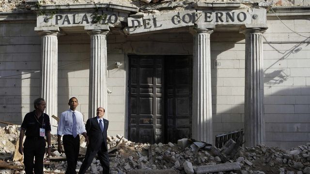 L'Aquila séisme Obama Berlusconi [Keystone]