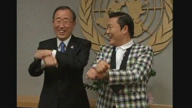 Ban Ki-Moon reçoit le chanteur de "Gangnam Style" à l'ONU