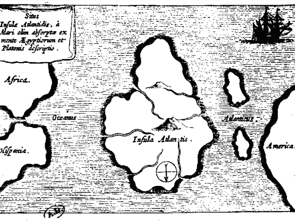 Atlantis map kircher [source: Mundus Subterraneus by Athanasius Kircher, Amsterdam 1665 - Wikimedia commons]
