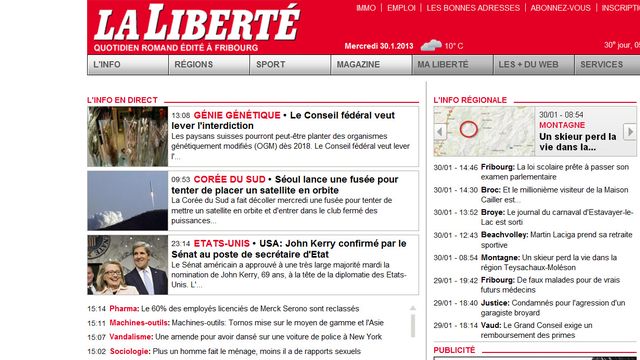 Capture d'écran du site de La Liberté. [DR]