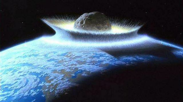 Une météorite s'écrasant sur la terre, un cataclysme majeur! [Wikipedia, domaine public]