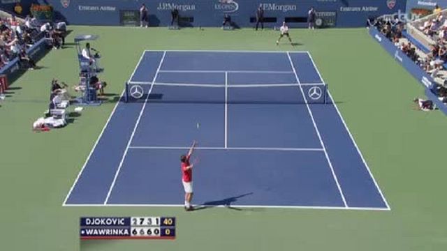 1re demi-finale. Novak Djokovic (SRB/1) - Stanislas Wawrinka (SUI/9). 4e manche: quand le Suisse monte au filet