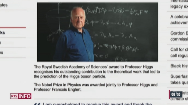 Le Nobel de physique récompense la découverte du boson de Higgs [RTS]