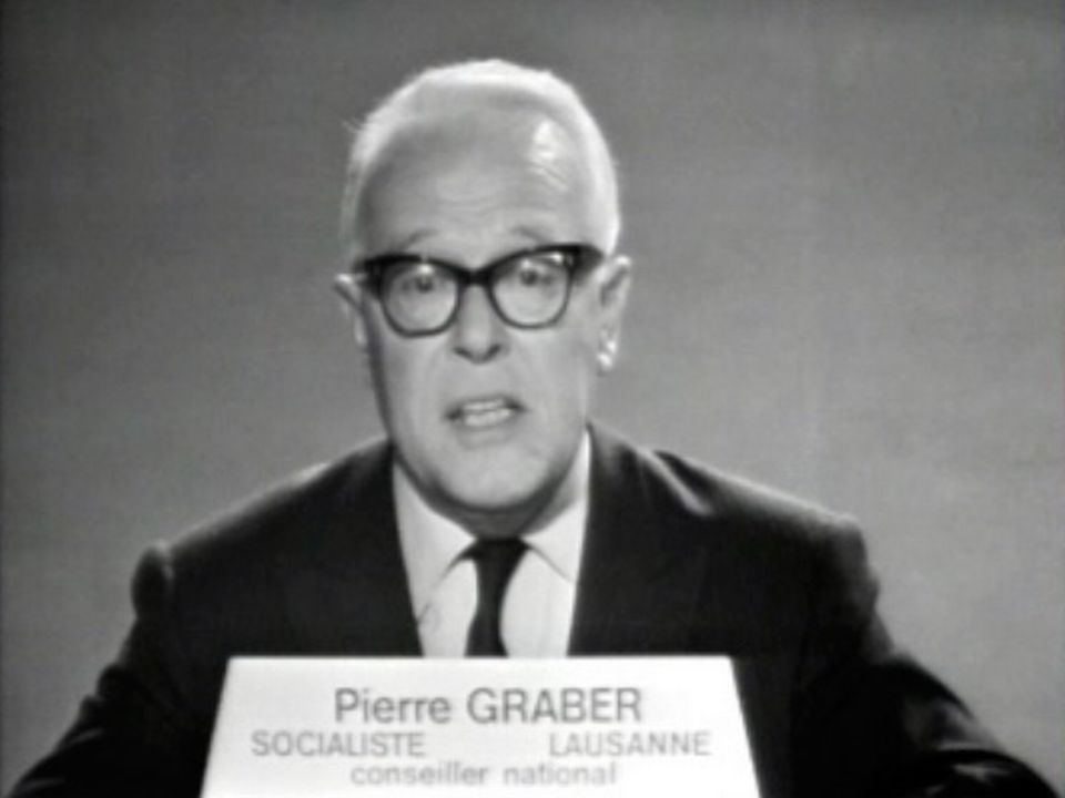 Le conseiller national socialiste Pierre Graber en 1967. [RTS]