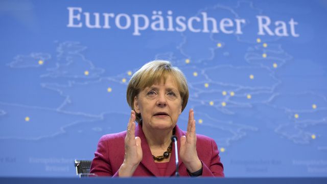 La chancelière allemande Angela Merkel durant le sommet à Bruxelles. [Keystone]