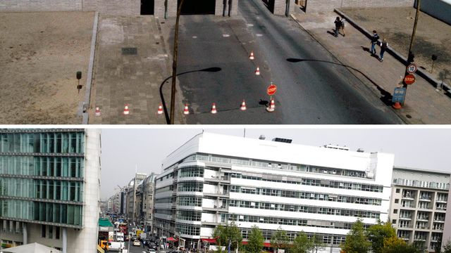Ici en travaux en 1985, le secteur entre Checkpoint Charlie et la Friedrichstrasse a laissé place à une grande artère. [Markus Schreiber - AP]