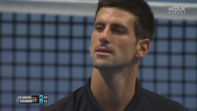 1-2, Djokovic - Nishikori (6-1, 1-0): manque de tranchant pour le "samouraï" qui perd son service d'entrée dans ce 2ème set [RTS]