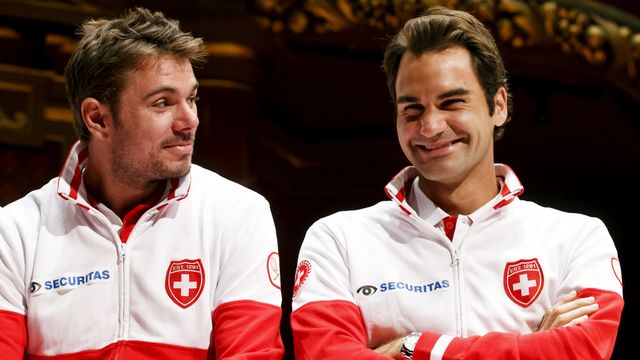 Stanislas Wawrinka et Roger Federer. [Salvatore Di Nolfi - Keystone]