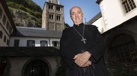 Monseigneur Joseph Roduit, le 21 août 2014 à Saint-Maurice. [Jean-Christophe Bott - Keystone]