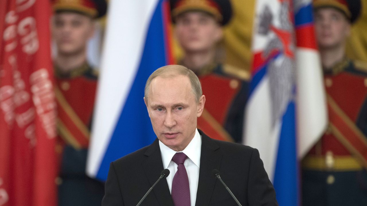 Vladimir Poutine le 20 février 2015 lors d'une cérémonie pour le "70e anniversaire de la victoire dans la Grande guerre patriotique de 1941-1945". [Sergey Guneev - AFP/RIA Novosti]
