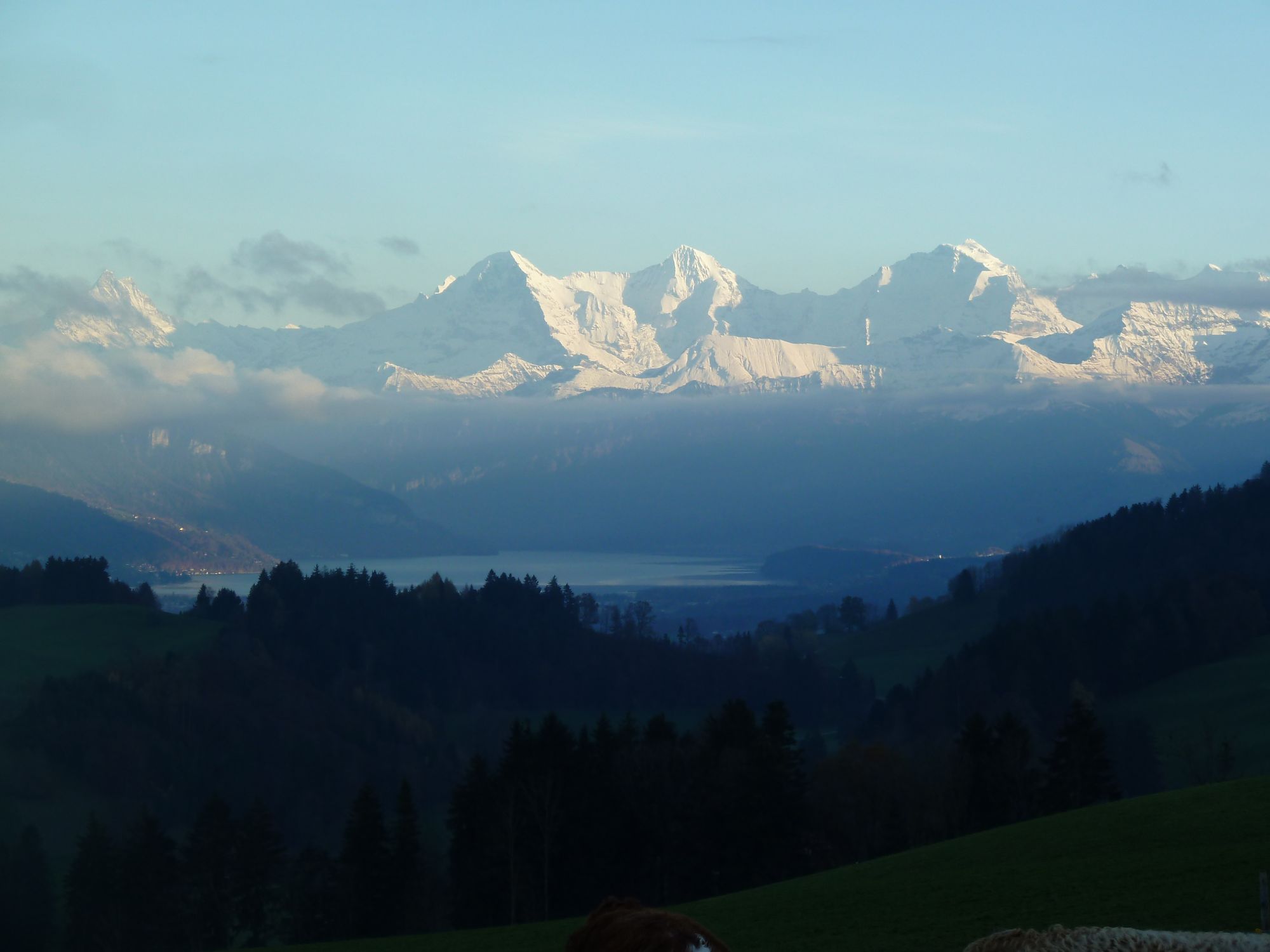 Eiger, Mönch et Jungfrau vers Burgistein.