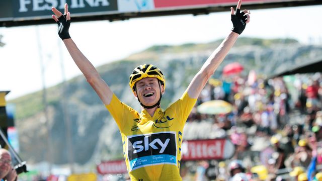 14 juillet, La Pierre-Saint-Martin: Chris Froome assomme le Tour de France dès la 1re étape de montagne dans les Pyrénées. Le Britannique semble avoir déjà course gagnée à 12 jours de l'arrivée. [Christophe Ena - Keystone]