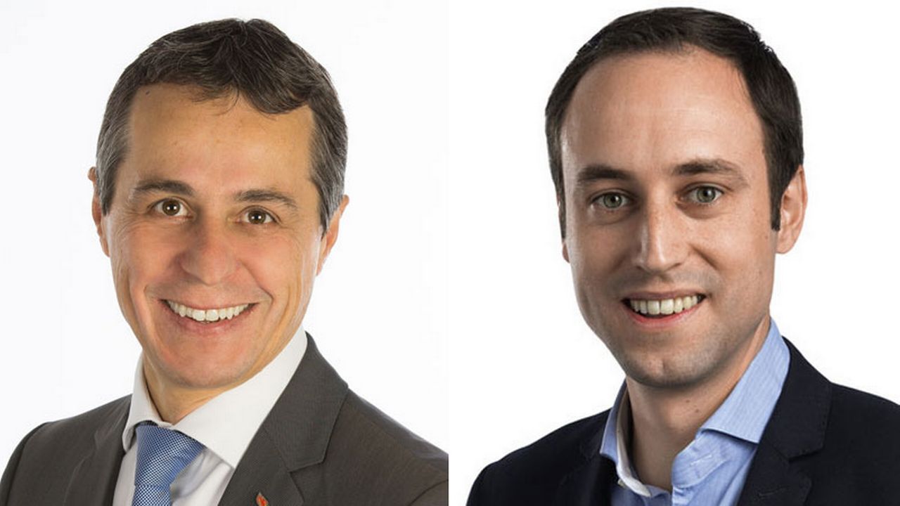 Ignazio Cassis (TI) et Christian Wasserfallen (BE) se disputent la présidence du groupe PLR. [Keystone]