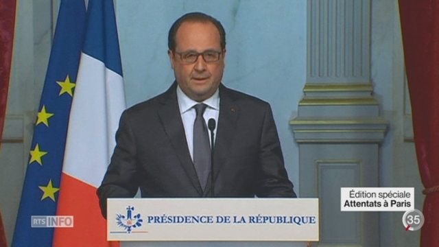 Attentats de Paris: la déclaration de François Hollande, Président de la République française [RTS]