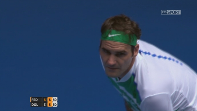 2e tour, Roger Federer (SUI) - Alexandr Dolgopolov (UKR) (6-3, 7-5): Federer confirme son break et remporte la deuxième manche [RTS]