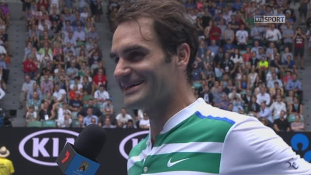 2e tour, Roger Federer (SUI) - Alexandr Dolgopolov (UKR) (6-3, 7-5, 6-1): Roger Federer à l'interview [RTS]