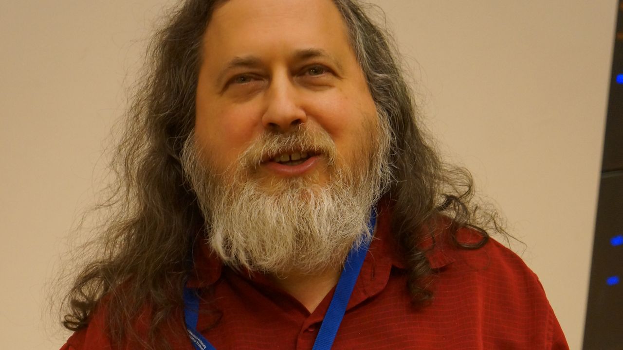 Richard Stallman, lors des Fri Software Days à Fribourg. [Delphine Gendre - RTS]