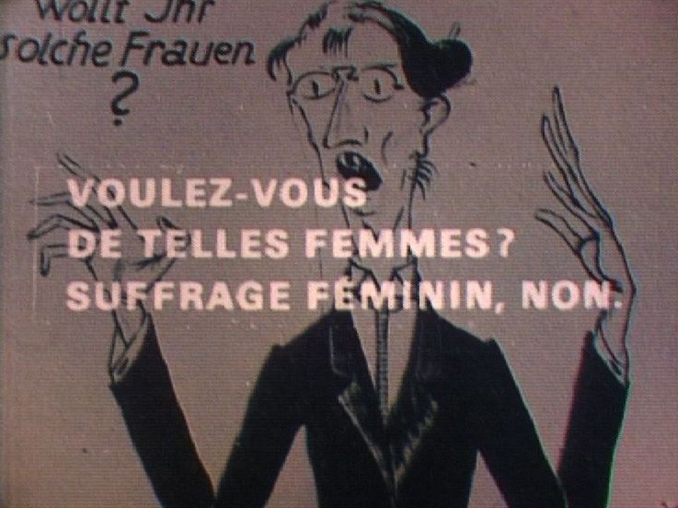 Affiche d'opposants au vote des femmes en Suisse. [RTS]