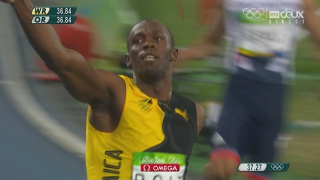 Athlétisme messieurs, relais 4x100m: Usain Bolt et la Jamaïque médaillés d'or devant le Japon et les USA [RTS]