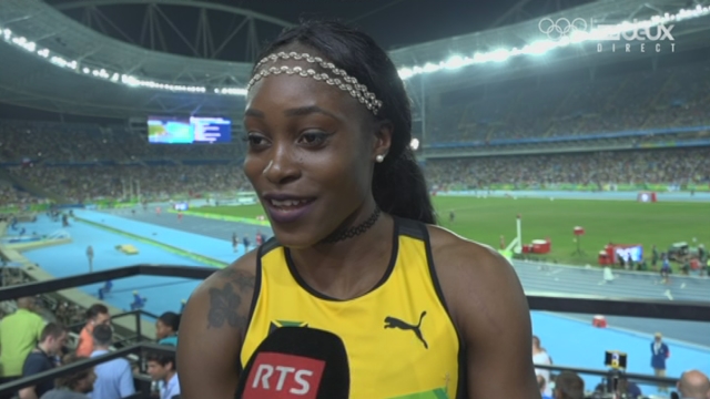 Finale dames, 4 x 100 m: Interview de Elaine Thompson [RTS]
