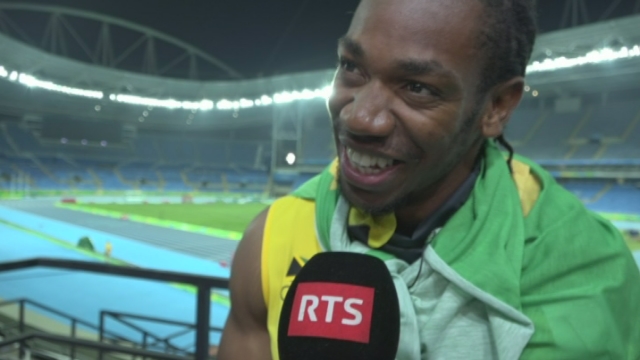 Athlétisme messieurs, relais 4x100m: Interview de Yohan Blake (JAM) [RTS]