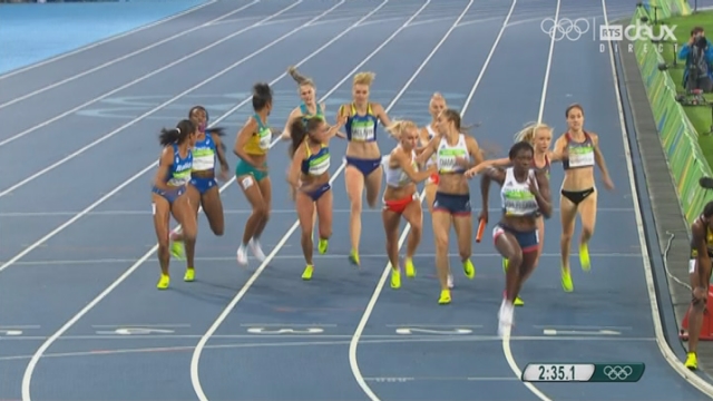 Athlétisme femmes: relais 4x400m: les Américaines sont médaillées d'or devant la Jamaique et la Grande-Bretagne [RTS]