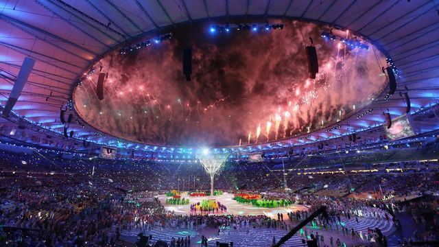 La cérémonie de clôture des Jeux olympiques d'été 2016 à Rio. [Olivier Hoslet - EPA - Keystone]