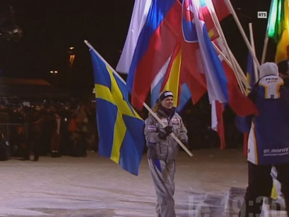 Cérémonie d'ouverture des championnats du monde de ski alpin de St-Moritz 2003. [RTS]