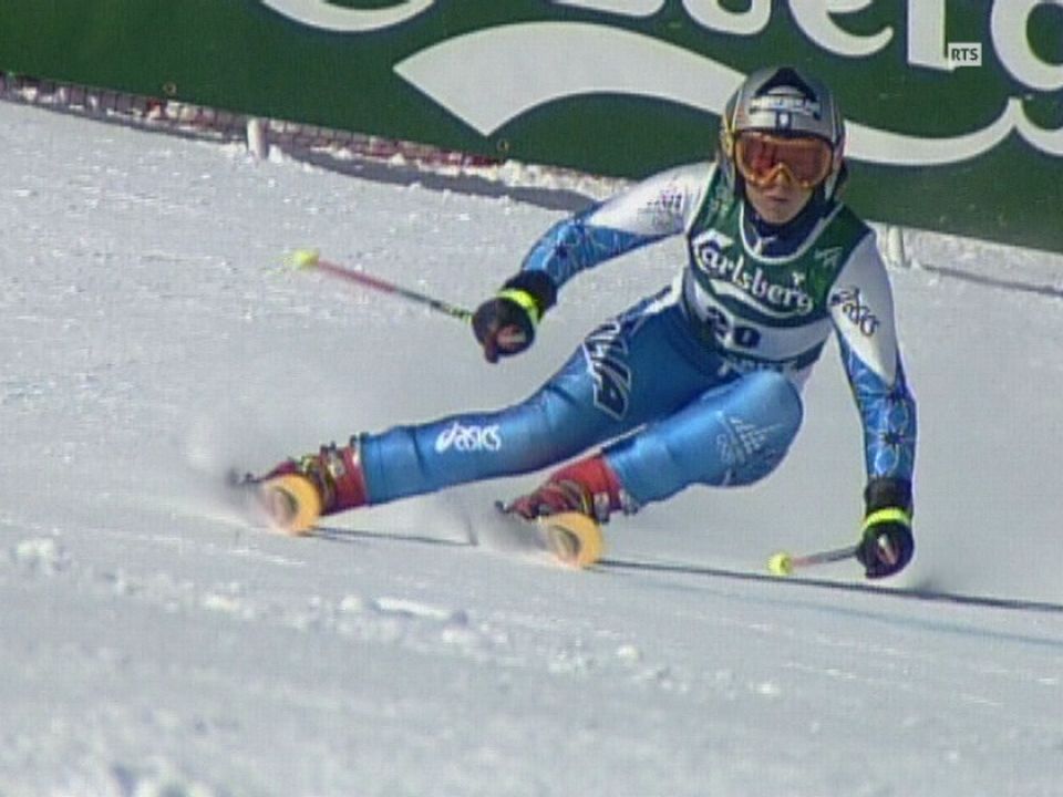 Denise Karbon lors du géant des championnats du monde de ski alpin de St-Moritz en 2003. [RTS]