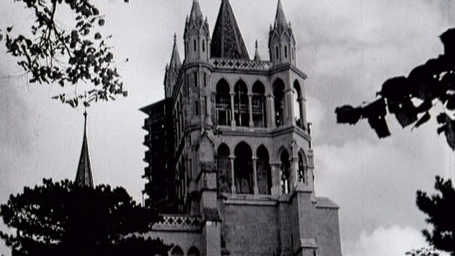 La cathédrale de Lausanne en 1956. [RTS]