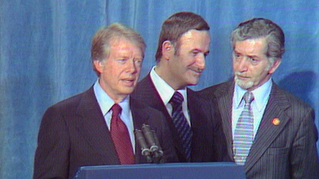 Rencontre entre les présidents Jimmy Carter et Hafez el Assad en 1977. [RTS]