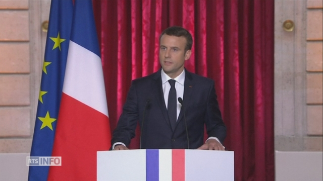 Le premier discours officiel d'Emmanuel Macron, fraîchement investi [RTS]