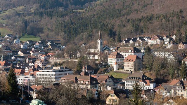 Vue de la ville de Moutier (BE) qui se prononce sur son appartenance cantonale le 18 juin 2017. [Stefan Meyer - Keystone]