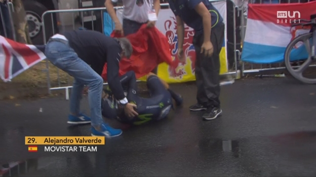 Etape 1: la chute d'Alejandro Valverde (ESP) [RTS]