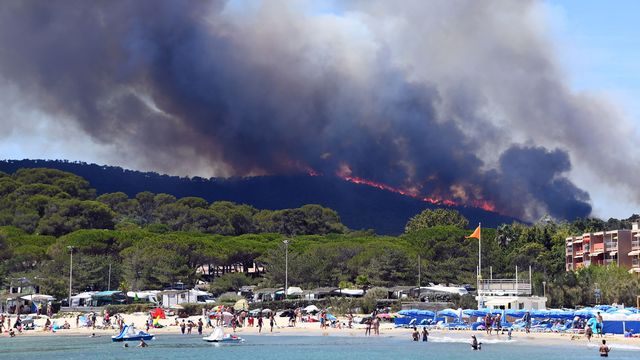 La forêt en feu à Bormes-les-Mimosas dans le sud de la France. [Anne-Christine Poujoulat - AFP]