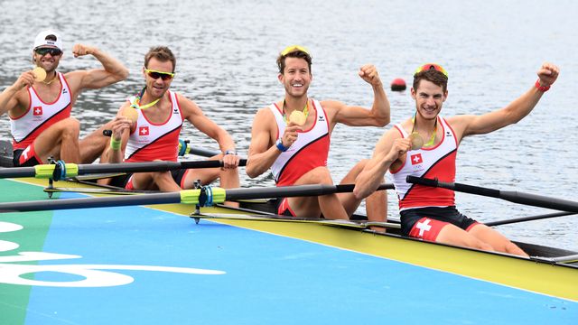 Le team suisse médaillé d'or aux Jeux olympiques de Rio en 2016.
Soeren Stache/dpa
Keystone [Soeren Stache/dpa - Keystone]