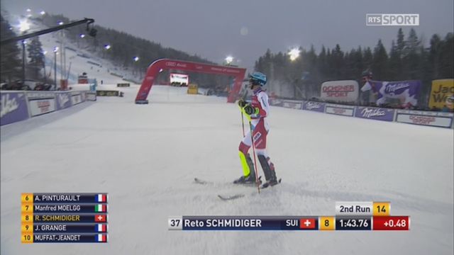 Levi (FIN), slalom 2e manche: Schmidiger (SUI) prend la 8e place provisoire malgré sa super première manche [RTS]