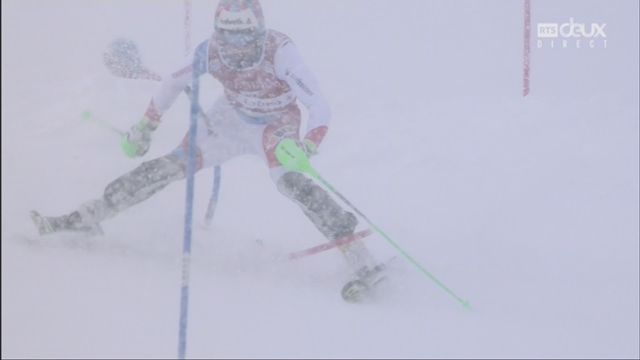Slalom, Val d'Isère (FRA), 2e manche: élimination de Luca Aerni (SUI) [RTS]