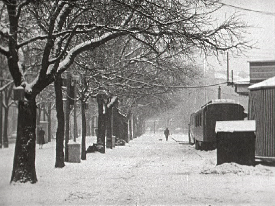 Plainpalais sous la neige en 1958. [RTS]