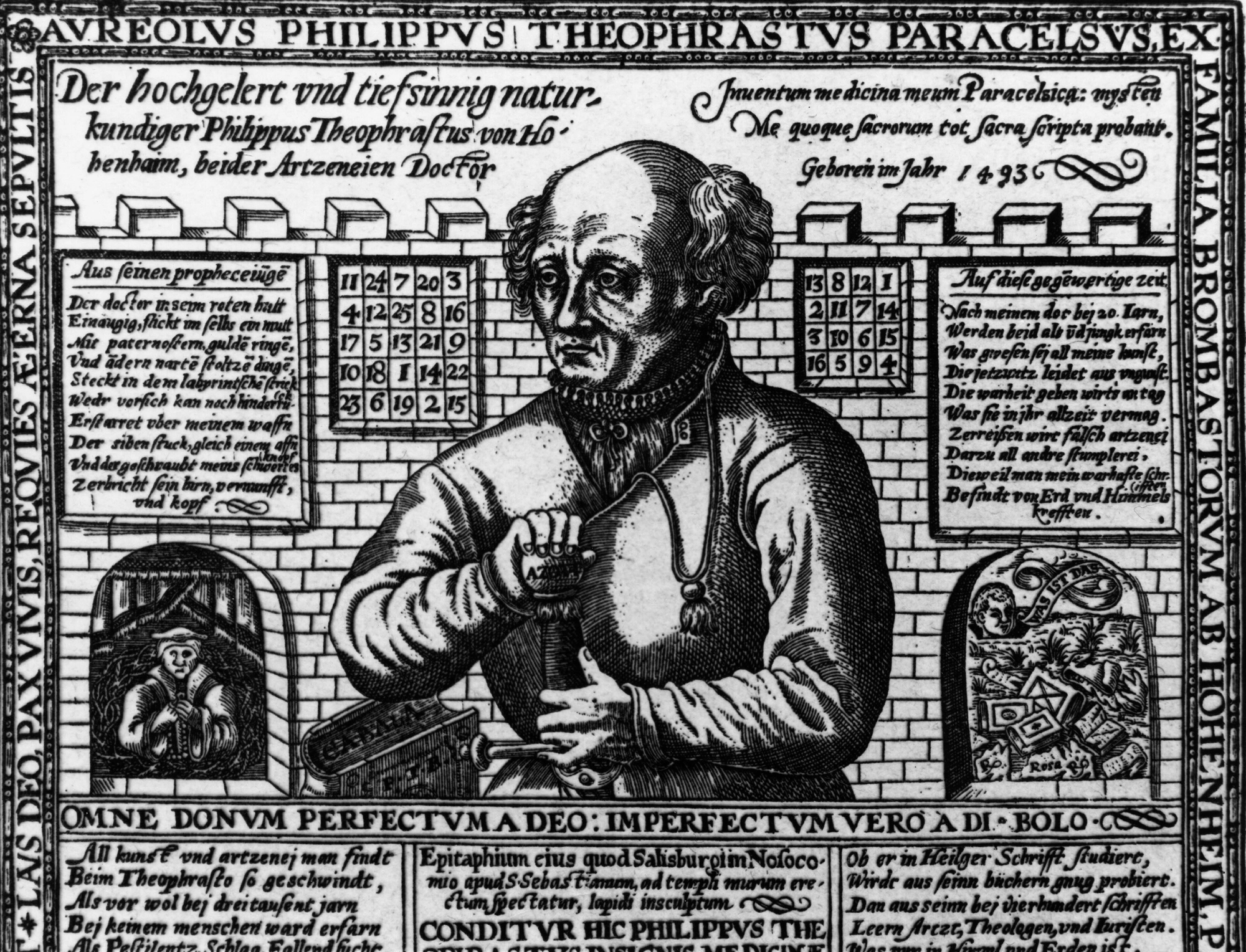 Portrait de Philipp Aureolus Theophrast Bombast von Hohenheim Paracelse, philosophe, alchimiste et médecin suisse.